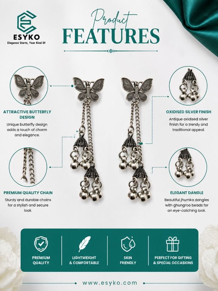 Butterfly Design Oxidised Earrings 13 Butterfly Design Oxidised Earrings for Women & Girls