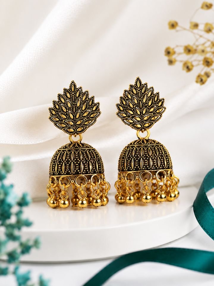 Gold Oxidised Dangler Earrings | Traditional Dangler Party Wear Earrings