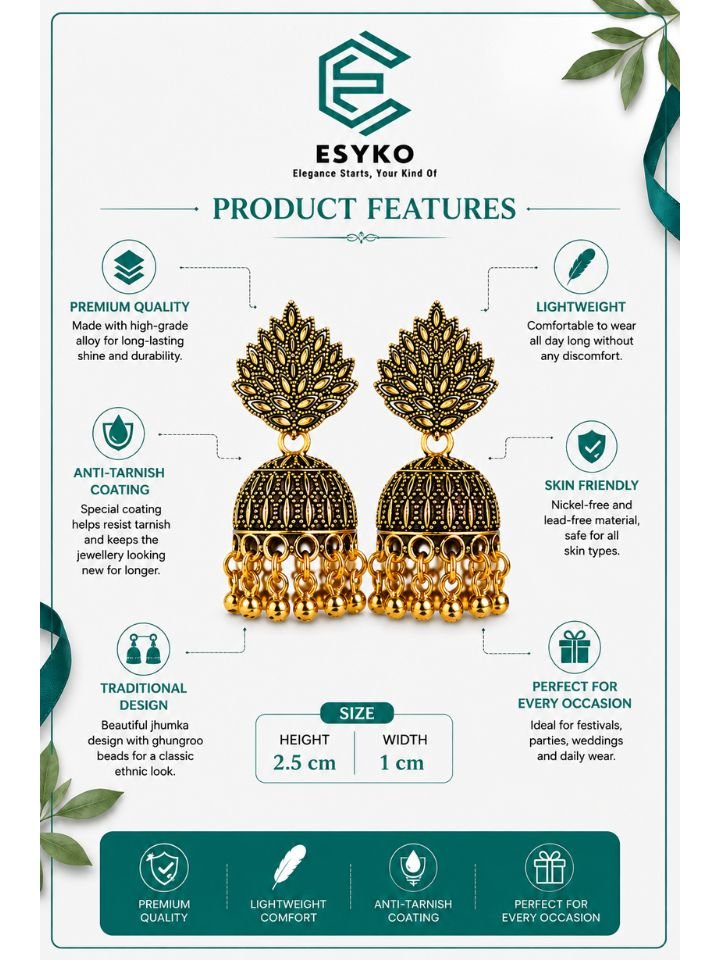 Gold Oxidised Dangler Earrings | Traditional Dangler Party Wear Earrings