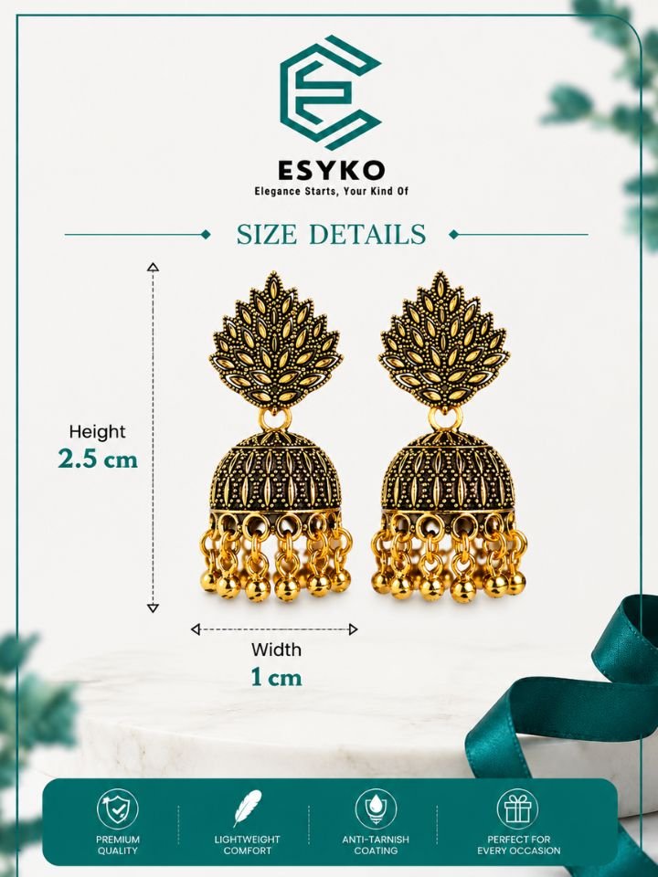 Gold Oxidised Dangler Earrings | Traditional Dangler Party Wear Earrings