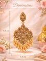 Gold Plated Stone Dangler Earrings for Women | Stone Studded Ethnic Drop Earrings | Party Wear Traditional Earrings for Girls