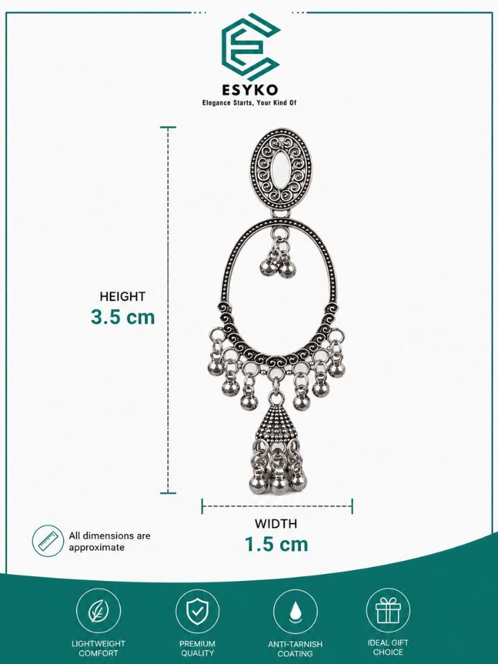 Stylish Long Oxidised Dangler Earrings For Girls