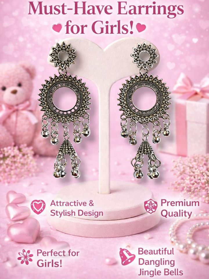 boho oxidised drop earrings 3 Boho Oxidised Drop Earrings Dangler | Earrings for Women & Girls