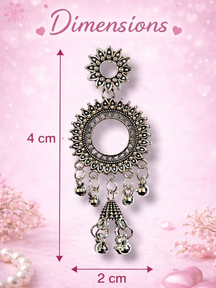 boho oxidised drop earrings 4 Boho Oxidised Drop Earrings Dangler | Traditional Ethnic Dangler Drop Earrings | Party Wear Jewellery for Girls