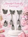 Esyko Butterfly Design Oxidised Earrings for Women & Girls | Traditional Chain Dangle Ethnic Party Wear Earrings