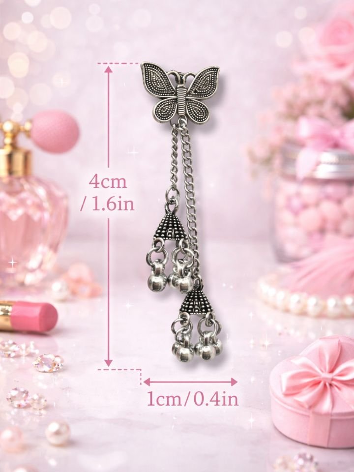 Esyko Butterfly Design Oxidised Earrings for Women & Girls | Traditional Chain Dangle Ethnic Party Wear Earrings