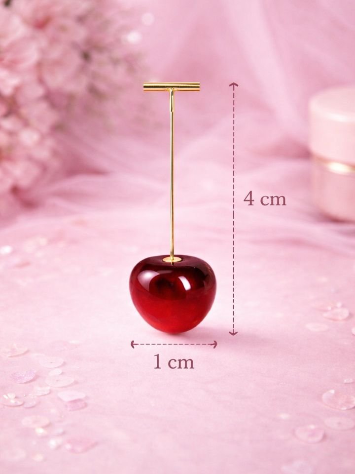 Esyko Cherry Drop Earrings for Women & Girls | Long Gold Bar Dangle Earrings | Red Cherry Pearl Stylish Party Wear Earrings