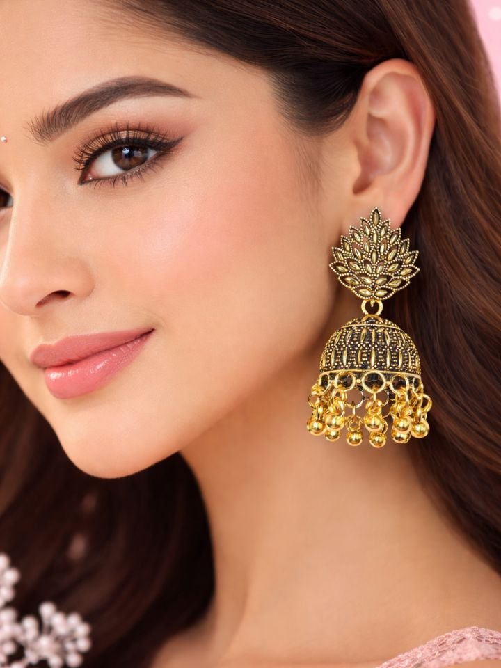 Gold Oxidised Dangler Earrings | Traditional Ethnic Dangler Earrings