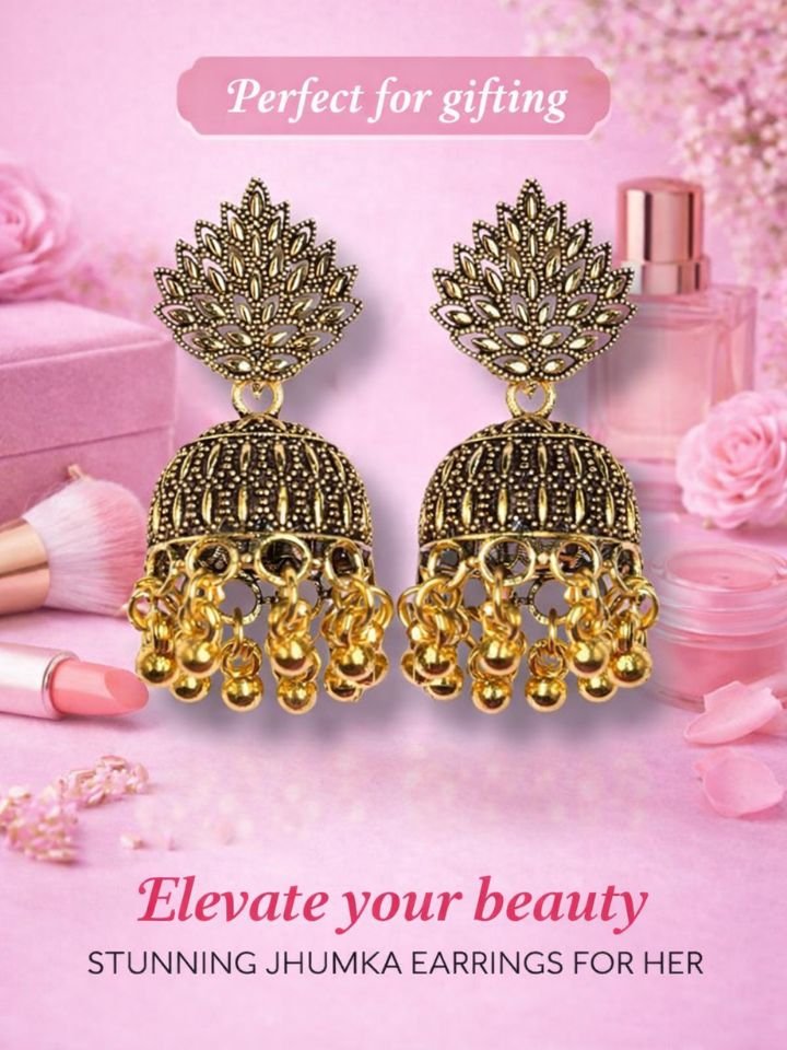 Gold Oxidised Dangler Earrings | Traditional Ethnic Dangler Earrings