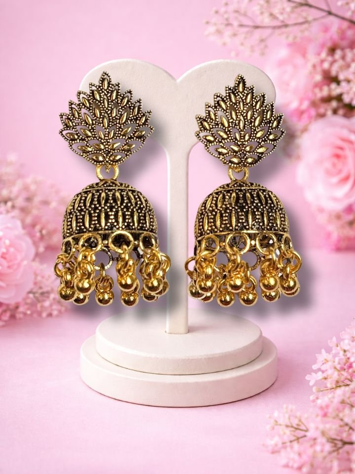 Gold Oxidised Dangler Earrings | Traditional Ethnic Dangler Earrings