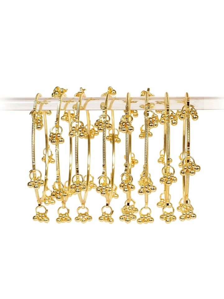 Gold Kashmiri Bangles 1 Gold Kashmiri Bangles Set for Women Pack of 8 | Alloy Gold Plated Bangle Set