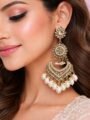 Stylish Gold Chandbali Earrings for Women | Traditional Wedding Jhumka | Heavy Long Earrings with Pearl Drops