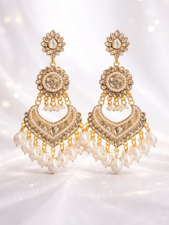 Gold Plated Chandbali Earrings for Women | Traditional Wedding Jhumki
