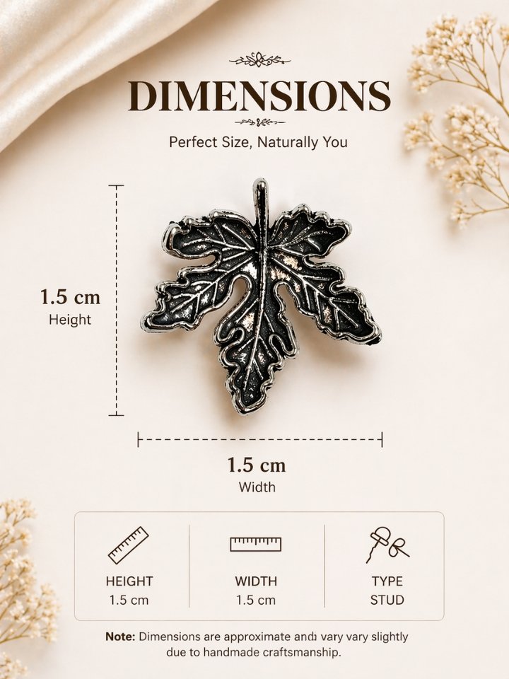 Leaf Design Stud Earrings for Women, Oxidised Antique Silver Leaf Shape Earrings, Unique Stylish Studs for Girls & Women