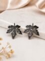 Leaf Design Stud Earrings for Women, Oxidised Antique Silver Leaf Shape Earrings, Unique Stylish Studs for Girls & Women