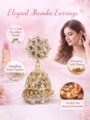 Esyko Gold Plated White Stone Jhumka Earrings for Women | White Stone Alloy Jhumki Earrings | Traditional Ethnic Drop Earrings for Girls & Women