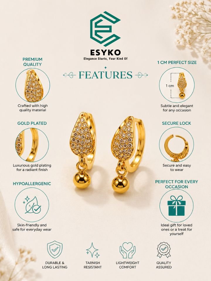 Gold Plated Earrings for Women | Daily Wear Anti Tarnish Drop Earrings