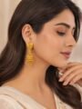 Gold Plated Jhumka Earrings for Women | Temple Style Brass Jhumki