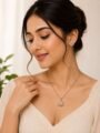 Gold Plated Floral Design Pendant Necklace Set with Matching Earrings