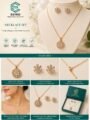 Gold Plated Floral Design Pendant Necklace Set with Matching Earrings