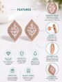 Esyko Rose Gold Stud Earrings for Women | Stone Stud Earrings for Girls