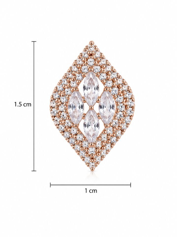 Esyko Rose Gold Stud Earrings for Women | Stone Stud Earrings for Girls