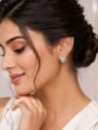 Silver Plated Stone Stud Earrings for Women & Girls | Crystal Daily Wear Stylish Earrings