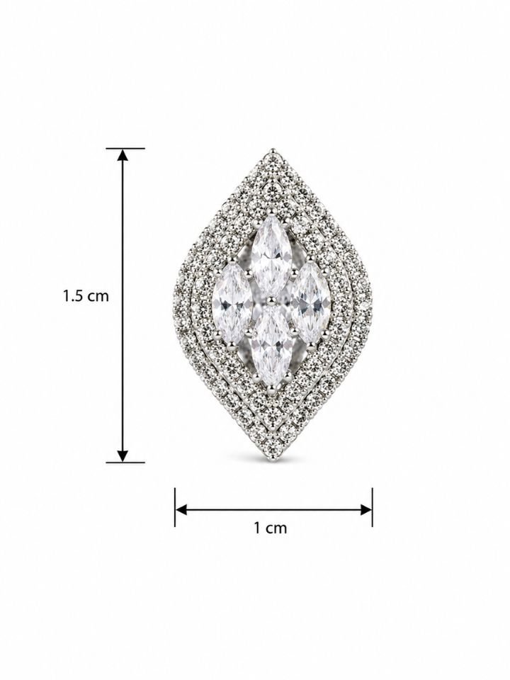 Silver Plated Crystal Stone Stud Earrings – Stylish Daily Wear Earrings