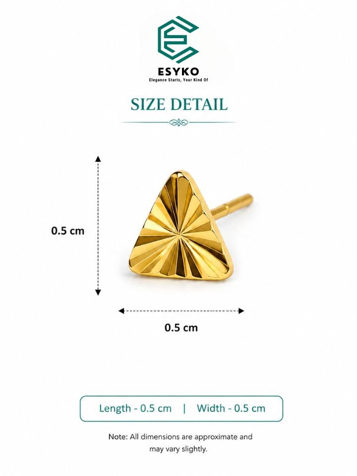 Gold Plated Stud Earrings for Women | Small Daily Wear Earrings | Triangle Shape Designer Earrings for Girls | 1 Pair