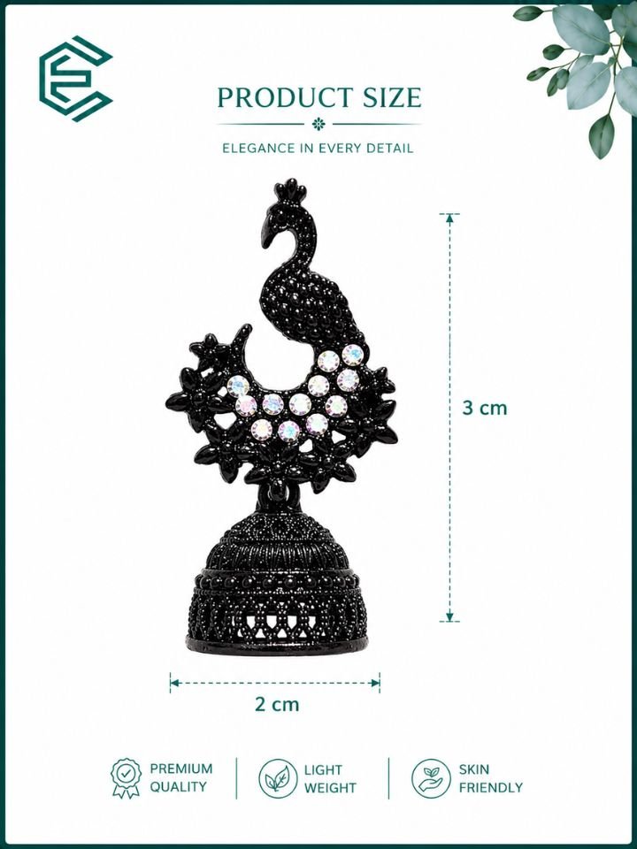 Black Peacock Dangler Jhumka Earrings 4 Black Peacock Dangler Jhumka Earrings for Women | Oxidised Peacock Jhumki