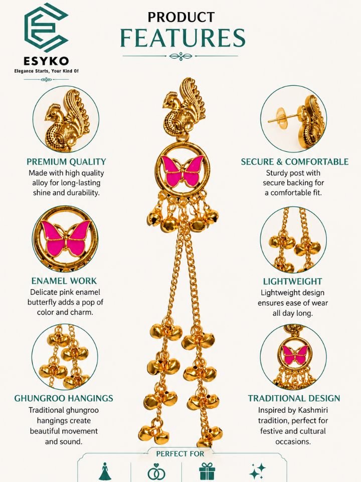 Shop stylish Butterfly Design Kashmiri Earrings by Esyko