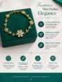 Gold Plated Floral Bracelet for Women | Crystal Flower Bracelet