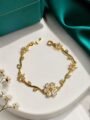 Gold Plated Floral Bracelet for Women | Crystal Flower Bracelet