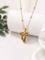 Gold Plated Korean Bow Pendant Necklace for Women Gold Plated Bow Pendant Necklace for Women | Korean Golden Bow Chain Necklace | Cute Ribbon Pendant for Girls