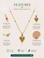 Gold Plated Korean Heart Pendant Necklace with Beaded Chain for Women & Girls Gold Plated Heart Pendant Necklace with Beaded Chain for Women & Girls