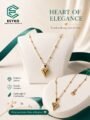 Gold Plated Korean Heart Pendant Necklace with Beaded Chain for Women & Girls Gold Plated Heart Pendant Necklace with Beaded Chain for Women & Girls
