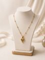 Gold Plated Korean Heart Pendant Necklace with Beaded Chain for Women & Girls Gold Plated Heart Pendant Necklace with Beaded Chain for Women & Girls