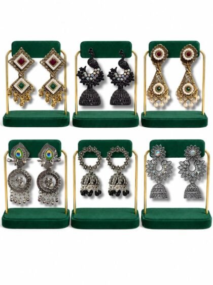 6 Pair Oxidised Earrings Combo Set for Women | Peacock Jhumka