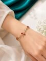 Esyko Red Flower Gold Bracelet for Women | Zircon Floral Crystal Bracelet
