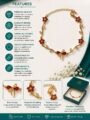 Esyko Red Flower Gold Bracelet for Women | Zircon Floral Crystal Bracelet