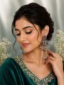 Silver Oxidised Kashmiri Earrings for Women Silver Oxidised Traditional Kashmiri Earrings with Multicolor Stones & Ghungroo Tassel Drop Design