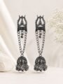 Trishul Earring Oxidised Silver Long Chain Temple Jhumka Earrings Trishul Oxidised Silver Long Chain Temple Jhumka Earrings