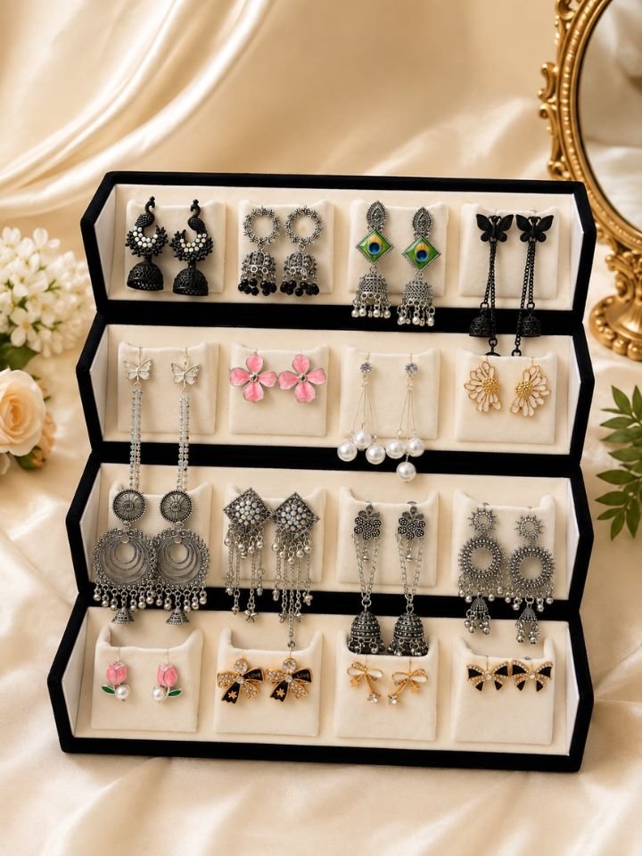 16 Pair Korean Earrings Set with Box for Women