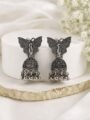 Oxidised Butterfly Jhumka Earrings in Antique Silver Finish Oxidised Butterfly Jhumka Earrings in Antique Silver Finish